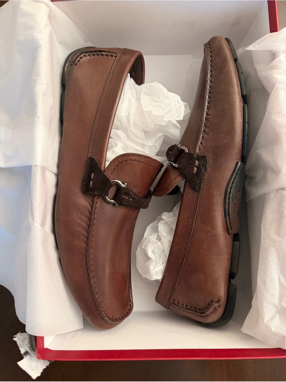 Salvatore Ferragamo Men’s Brown Leather Penny Loafers size 8.5 - Picture 2 of 5